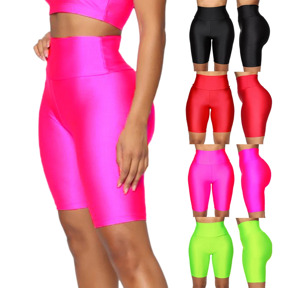 Женские неоновые шорты для йоги с высокой талией SFIT эластичные из спандекса