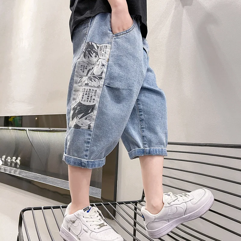 

Kids Cartoon Trousers Pant Fashion Girls Waist Jeans Children Boys Hole Jeans Kids Fashion Denim Pants Baby Jean Infant Clothing