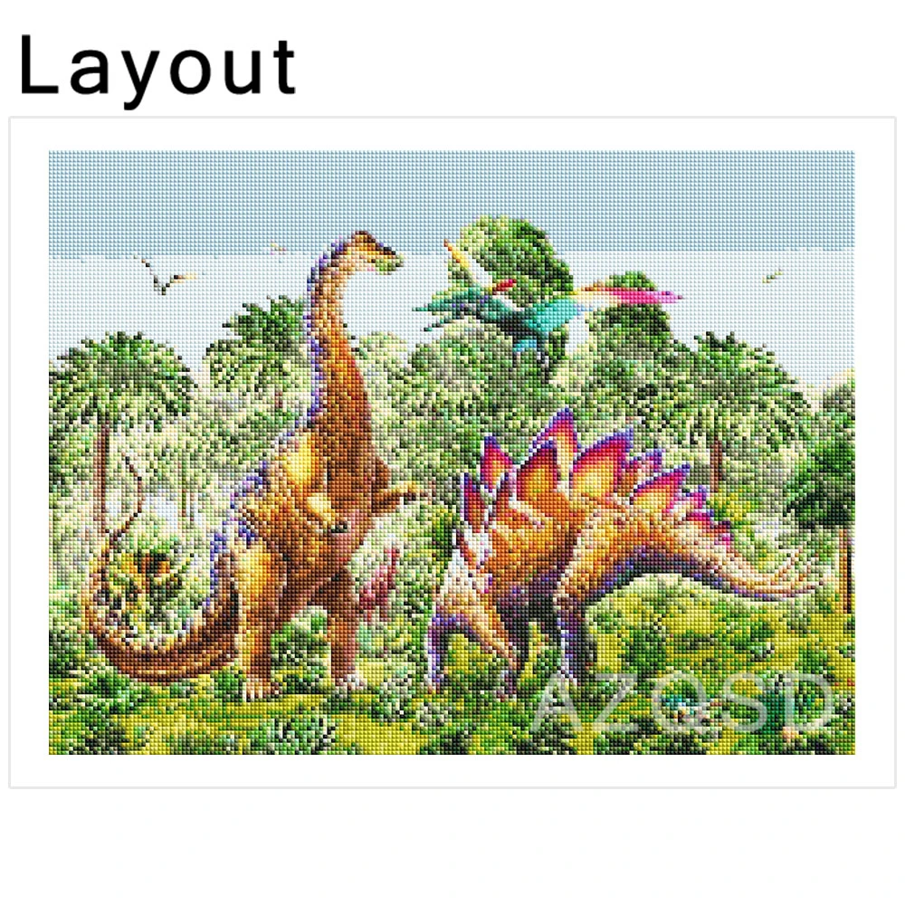 АЗКД 5D Алмазная живопись Динозавр Вышивка Животные Полный Квадрат Ринестоны Домашний Декор Ручная Работа Комплекты Крестиком.