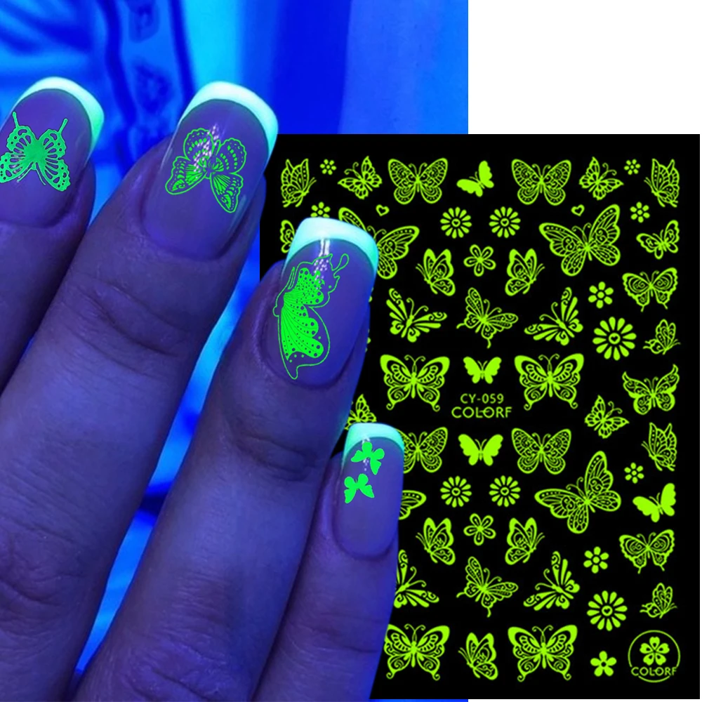 

3D белые наклейки на ногти, светящиеся наклейки ногти, бабочки наклейки для ногтей, Подсолнухи Слайдеры для ногтей, роза цветы веточки, все дл...