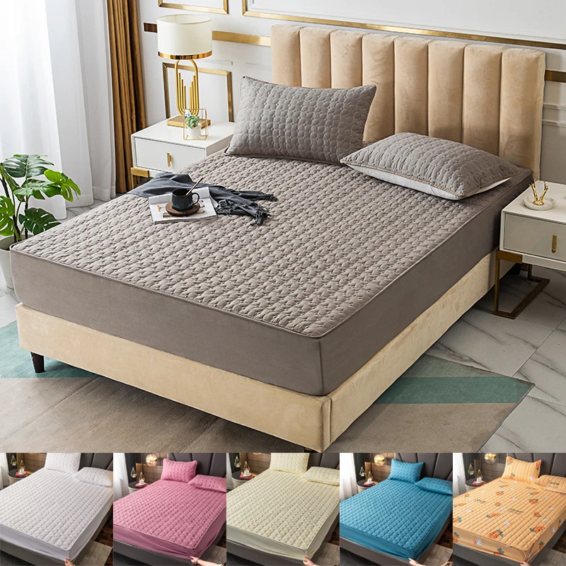 

Quilted Bed Sheet Carrot Breathable Mattress Covers Protector Printed Elastic Mattress Topper Cartoon Protection Pad Covers