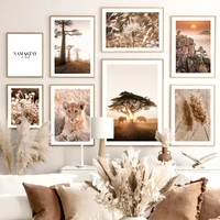 african steppe dandelion reed daisy lion giraffe wall art canvas painting posters and prints nordic style living room decoration