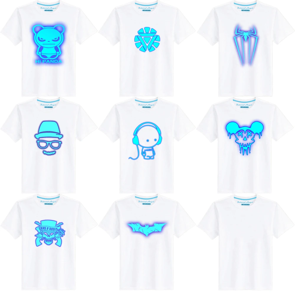 

3D Print T Shirt Boys Clothes Luminous T-shirts Kids Christmas Short Sleeve Cartoon Girls Tops Children Casual Cotton Tees 3-15Y