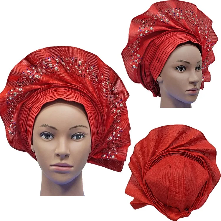 Африканский ASO OKE Gele головное украшение высокого качества нигерийский традиционный свадебное использование 013 Авто Gele