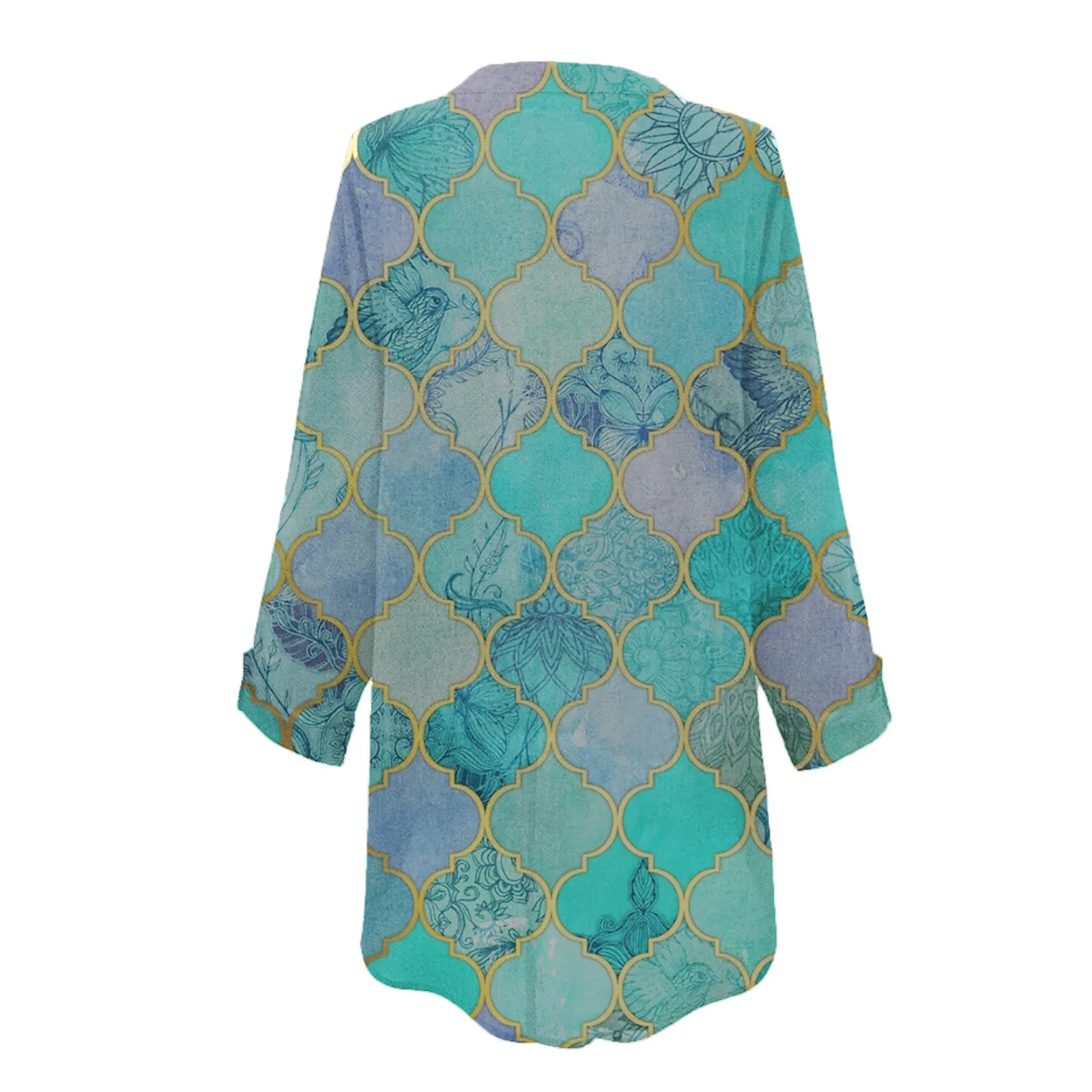 

Plus Size Women Fashion Long Sleeve Print Loose V-neck Shirt Blouse Top 2021 new fashion Cotton and linen casual top