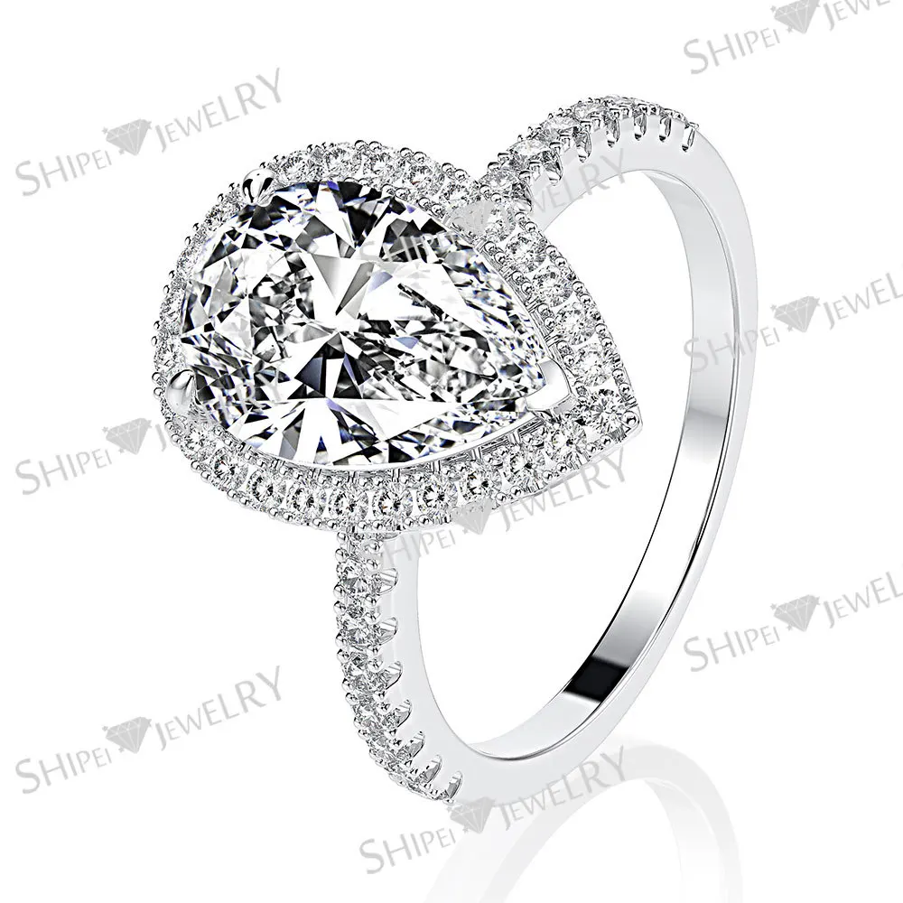 Капли воды 5ct Moissanite набор колец с бриллиантами 100% оригинал серебро 925 пробы