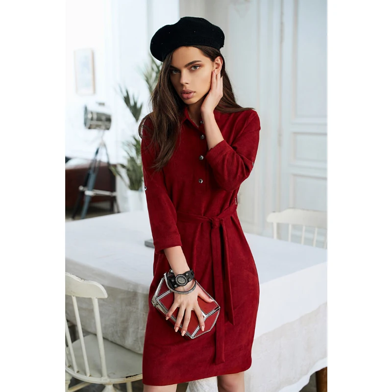 Женское повседневное прямое вечернее платье с поясом элегантное однотонное мини