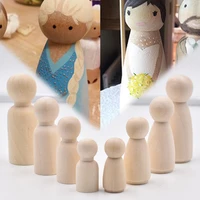 35435565mm 10 pcs creative diy wooden peg dolls creative handmade diy unfinished woodeng doll for boy girl
