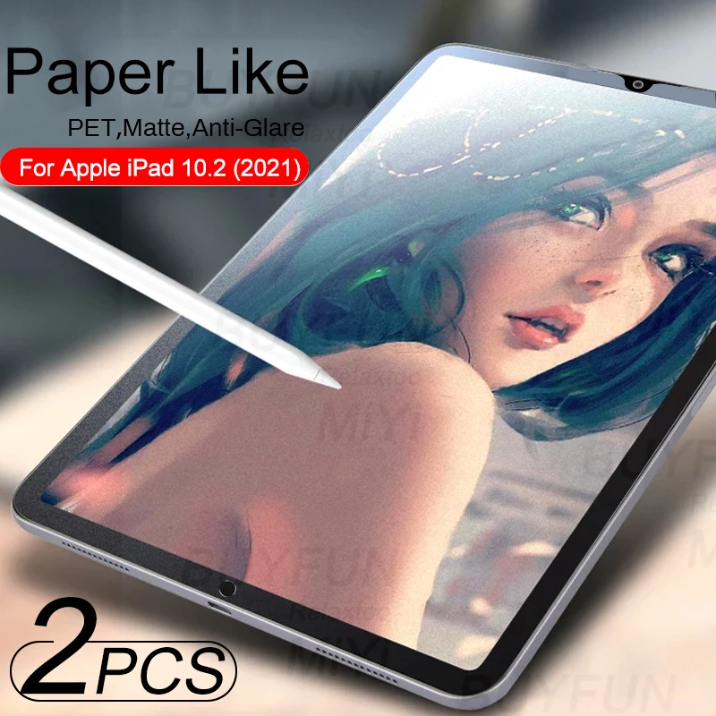 

2PCS 9D Full Paper Like Screen Protector For iPad9 iPad 10.2 2021 10.2'' Matte Frosted PET Painting Write Protective Film Cover