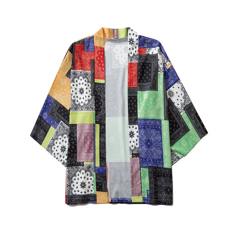 Кимоно мужское/женское солнцезащитное с принтом карпа традиционный кардиган в