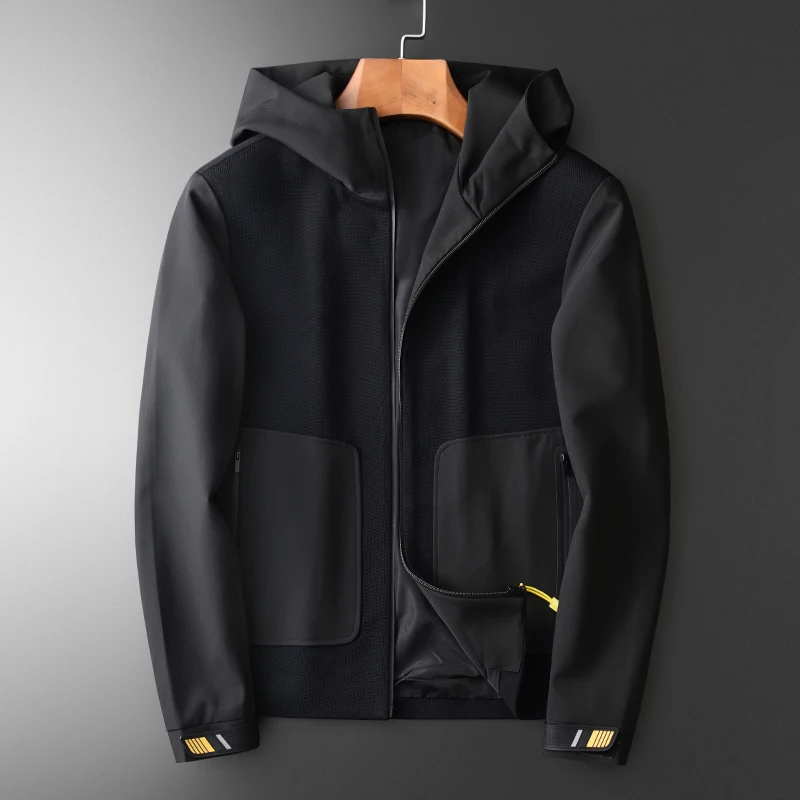 Minglu протектор с капюшоном Мужские куртки на осень и зиму элементами внахлест