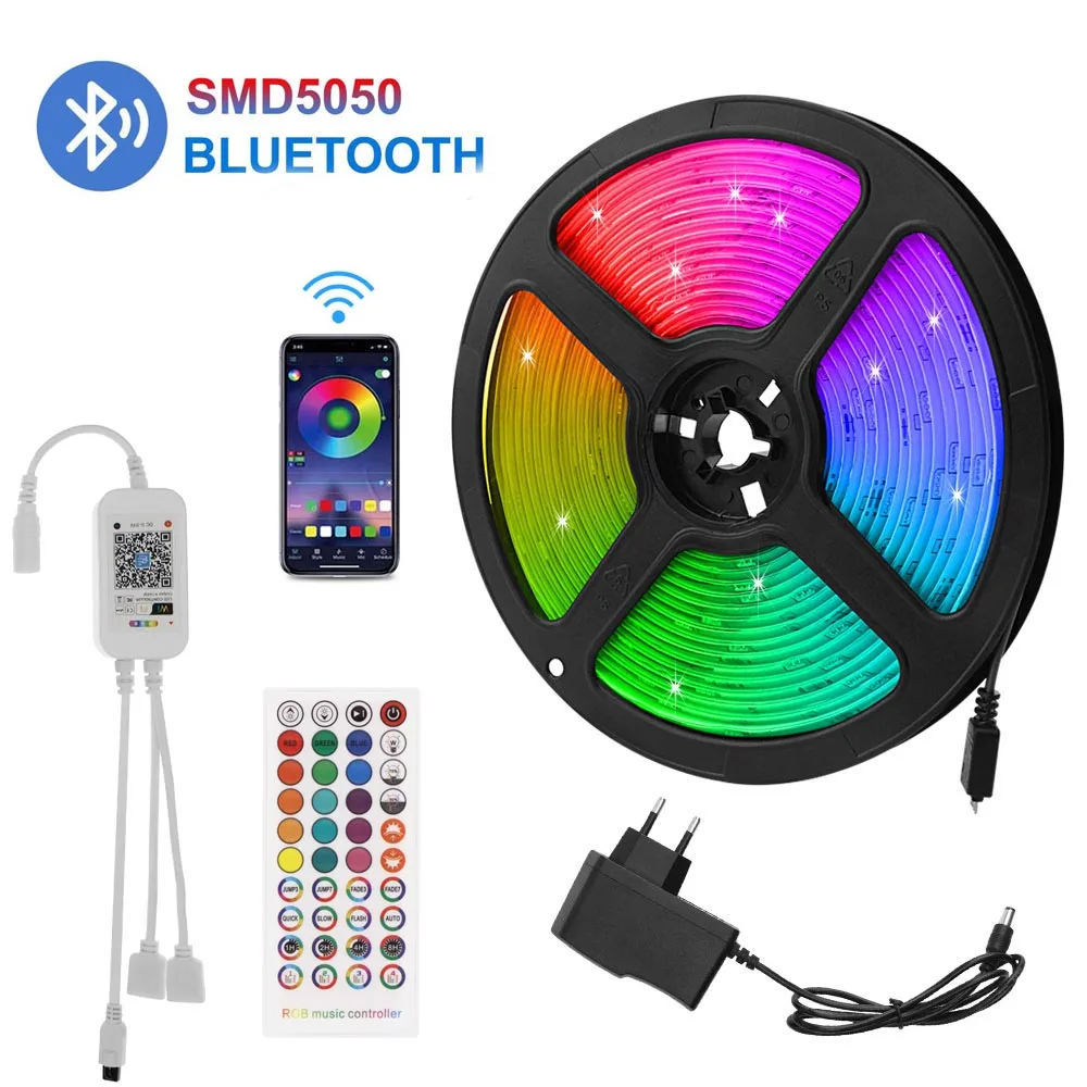 

RGB Led Strip 5050 Bluetooth Led Lights 16 Million Colors Led Lighting for Stair Bedroom Kitchen DC 12V Power Supply Neon Strip