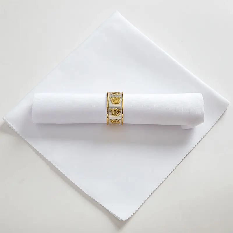 50x50cm Table Napkins Cloth Square Satin Fabric Napkin Pocket Handkerchief for Wedding Birthday Home Party Hotel Gold White