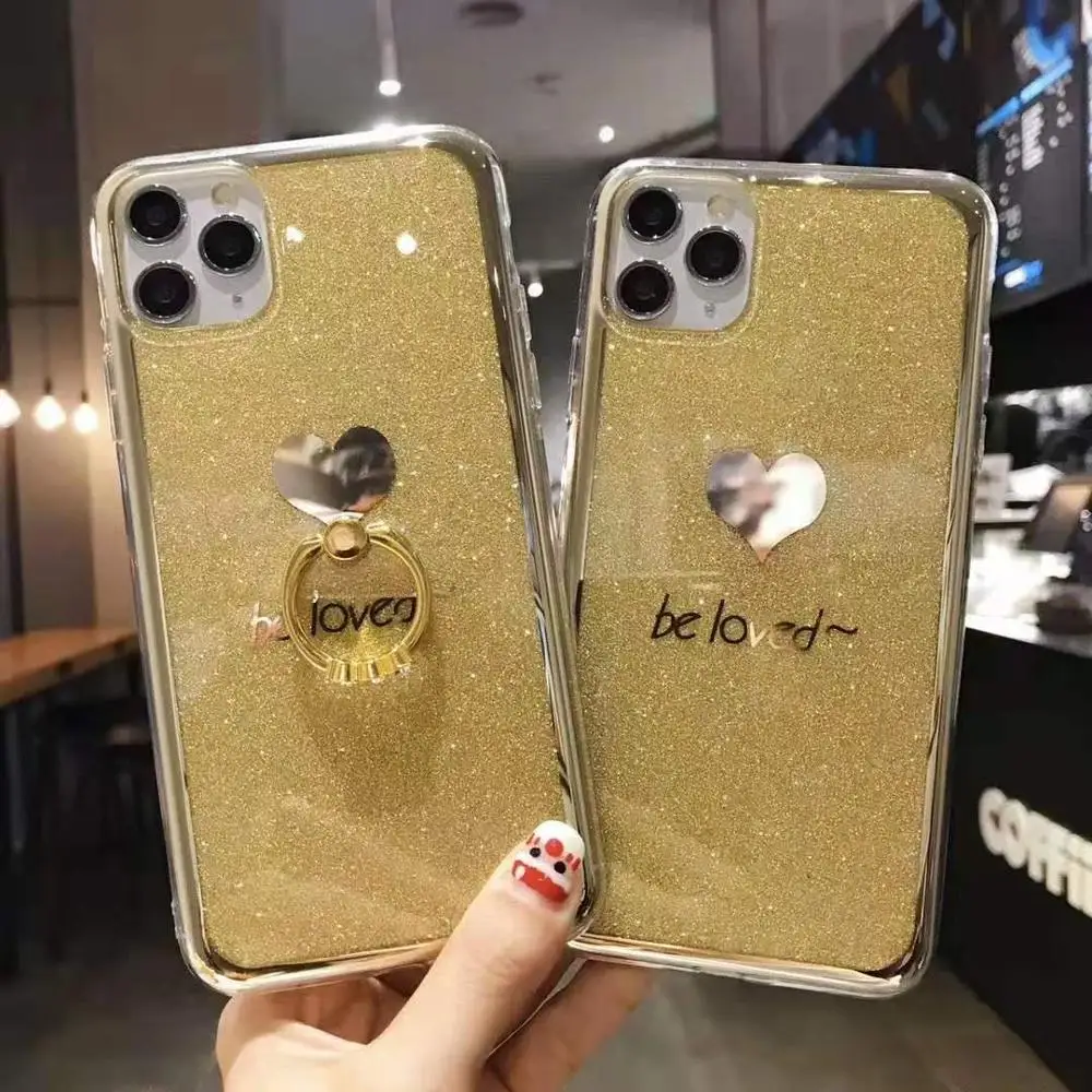 Блестящий блестящий чехол для телефона с сердечками iPhone 11 Pro XS MAX XR X 8 7 6 6s Plus