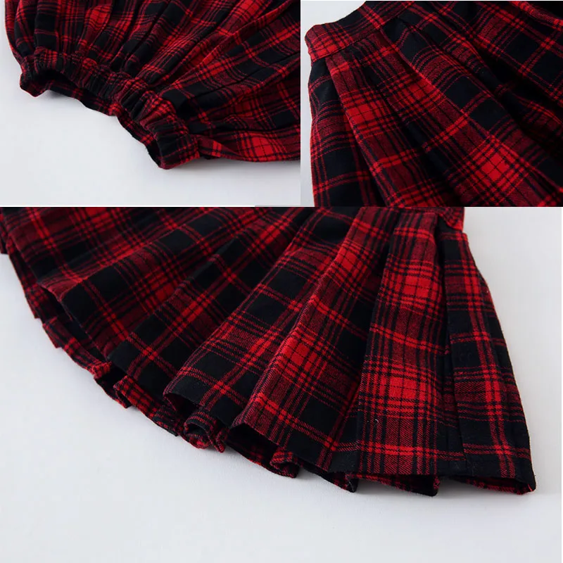Юбка для маленьких девочек демисезонная красная клетчатая юбка принцессы