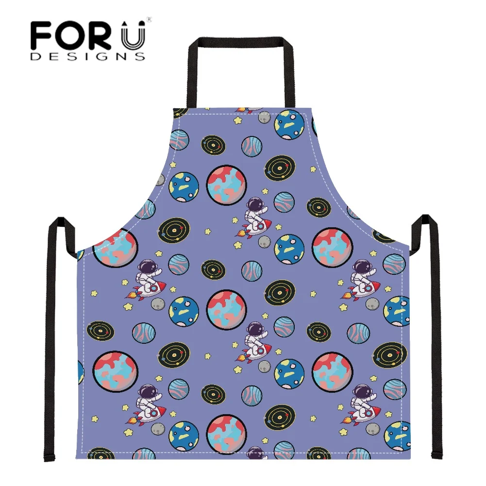 

Фартук-нагрудник FORUDESIGNS для женщин и взрослых, с изображением планеты Галактики, для дома, приготовления пищи, выпечки, уборки, кухонные аксе...