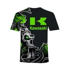 Новинка 2021, крутая модная футболка Kawasaki, футболка для мотогонок с 3D принтом для мужчин и женщин, летние мужские футболки с коротким рукавом, женская футболка