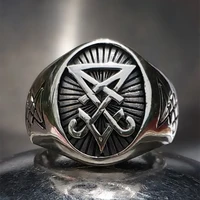 sigil of lucifer satan seal ring gothic stainless steel signet finger rings biker punk silver color jewelry festival gift