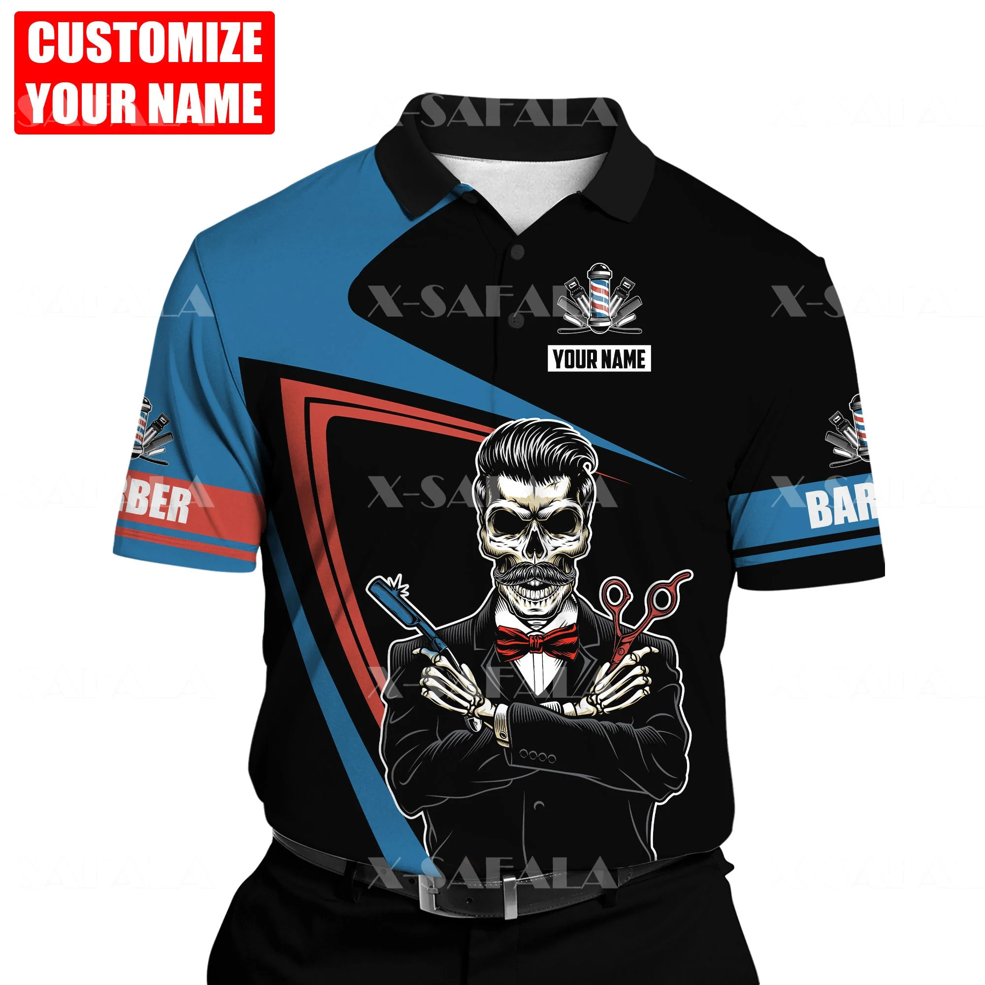 Barber Customize Name Barbershop Cool 3D Printed Men Women Thin Polo Shirt Collar Short Sleeve Street Wear Casual Tee-4