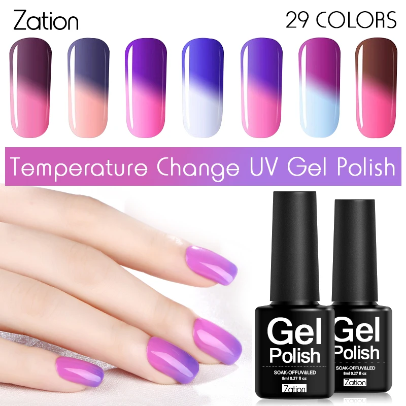 Zation 8 мл гель голографический лак температура меняющий цвет Лак Гель-лак для