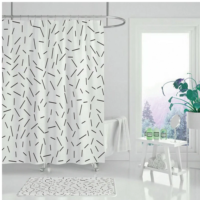 Занавеска для душа из мультяшная душевая занавеска полиэстера с геометрическим