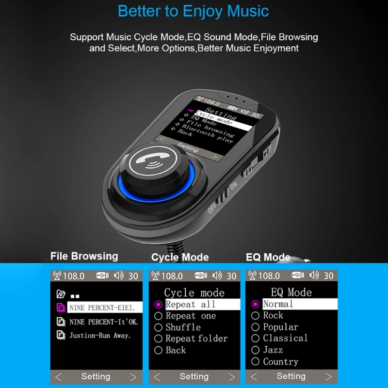 

2021 New Bluetooth 5.0 Car FM Transmitter MP3 Player Hands Free Radio Adapter USB Charger