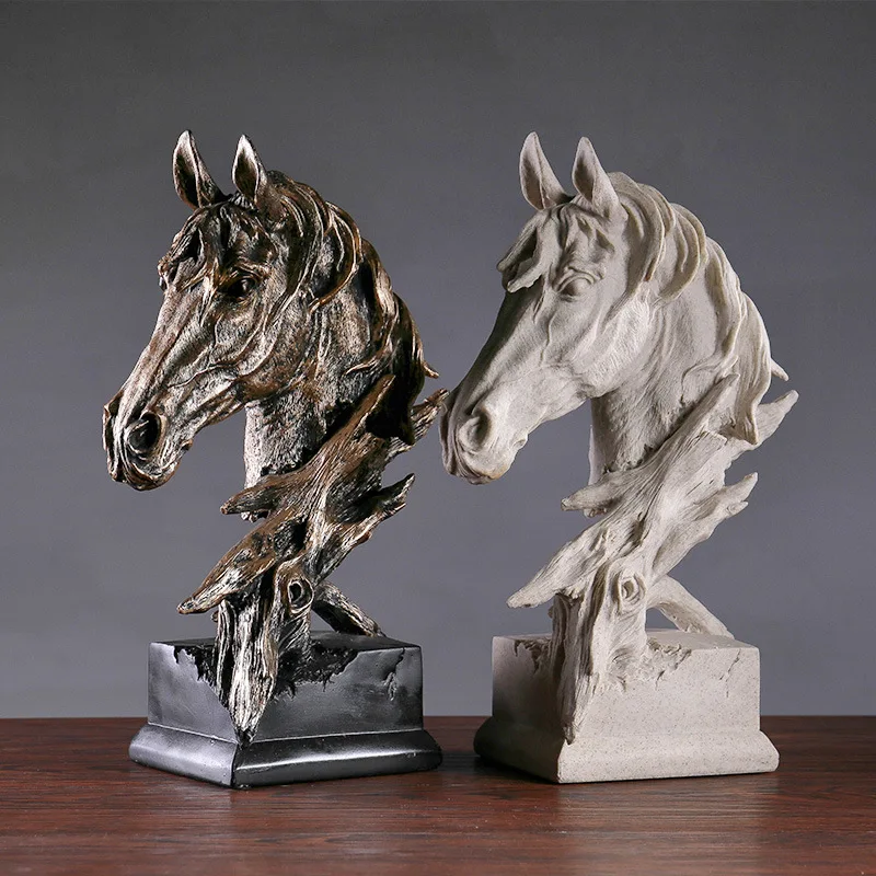 

Home Decor Figurines For Interior Statue Living Room Decoration Horse Antique Horse Head Sculpture Display Figurines Handcrafts