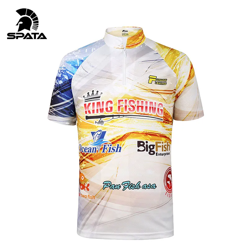 Мужская дышащая футболка SPATA для рыбалки быстросохнущая с коротким рукавом