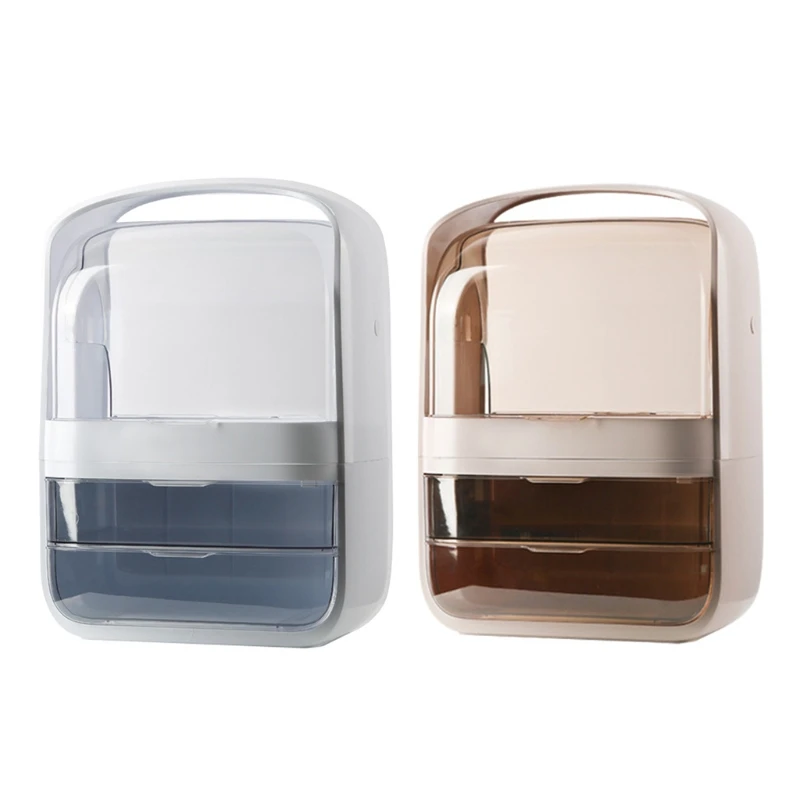 

Makeup Cosmetics Jewelry Organizer Display Box Storage Drawers Large With lid Cover Holder Waterpoof Dustproof