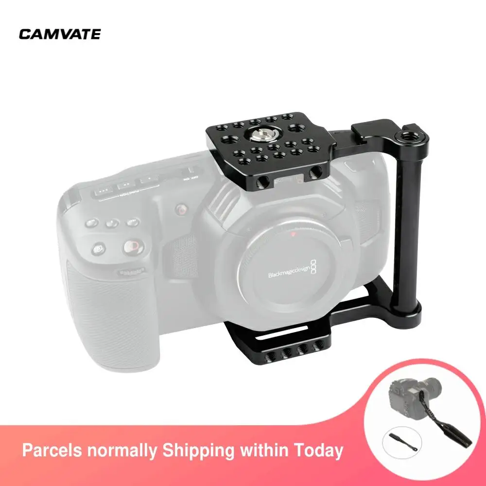 

CAMVATE Camera Half Cage Rig With 1/4"-20 & 3/8"-16 Threaded Holes & Anti-deflection Pins For Blackmagic Pocket Cinema Camera 4K