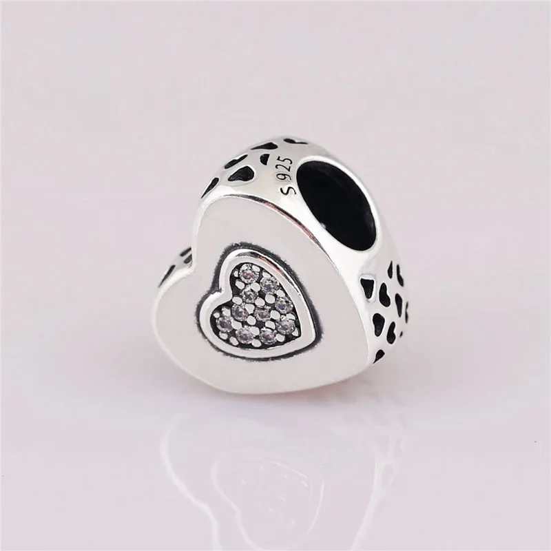 

Qikaola Clear Zircon Love Heart Charms Beads Fit Original Bracelet 100% Real 925Silver Pendant DIY Jewelry CMS123
