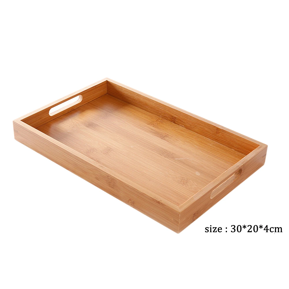 30X20X4cm 1 шт., кухонный поднос для чая, завтрака, сервировки, домашний, прямоугольный, для хранения коктейлей, напитков с ручкой, посуда из твердой древесины, 3 размера, B4 - Цвет: 30X20X4cm