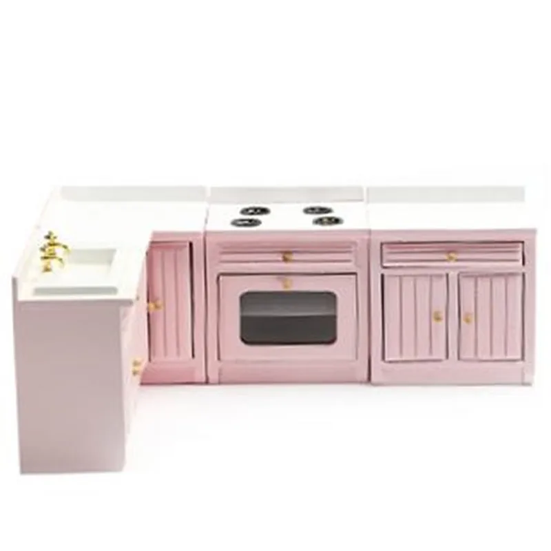 

3D Mini Furniture Cupboard Kitchen Style Wood Sculpture Home Office Room Desktop Decoration Collect Ornaments Gifts