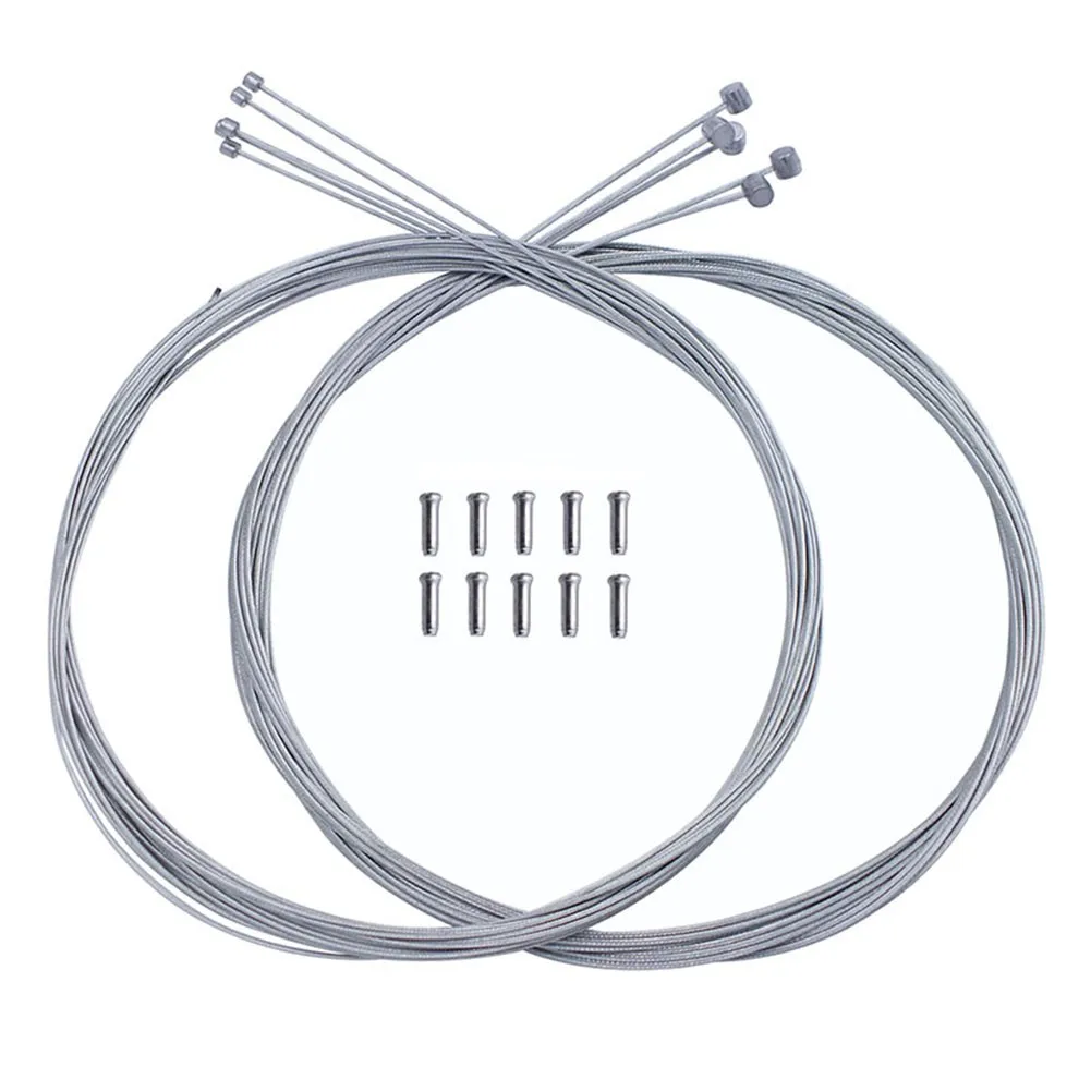 

MTB Bike Bicycle 5 GEAR 5 BRAKE INNER CABLES 10 CRIMPS For SHIMANO SRAM ETC CRIMP CAP Brake Line Fixed Gear Shifter Wire