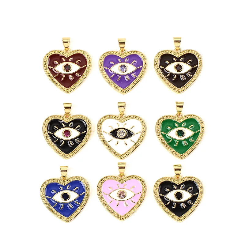 

Gold-plated Peach Love Heart Enamel Pendant For Necklace Makings Green White Black Blue Color Brass Diy Handmade Jewelry Finding