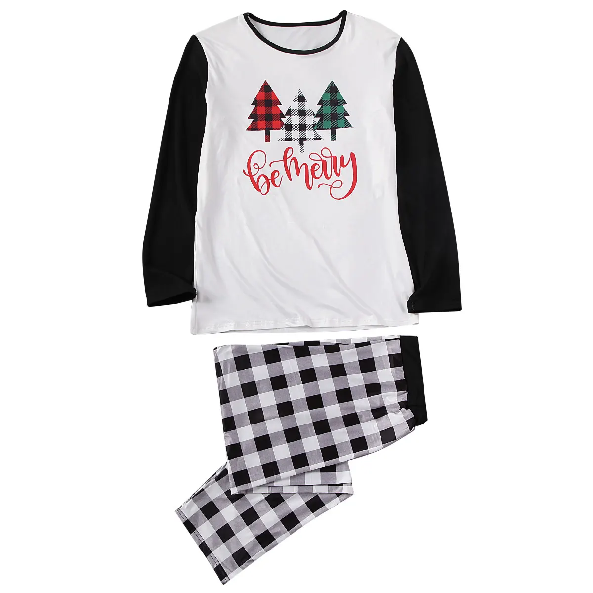 

Family Matching Sleepwear Christmas Pajamas Plain Lattice Nightwear Indoor Wear