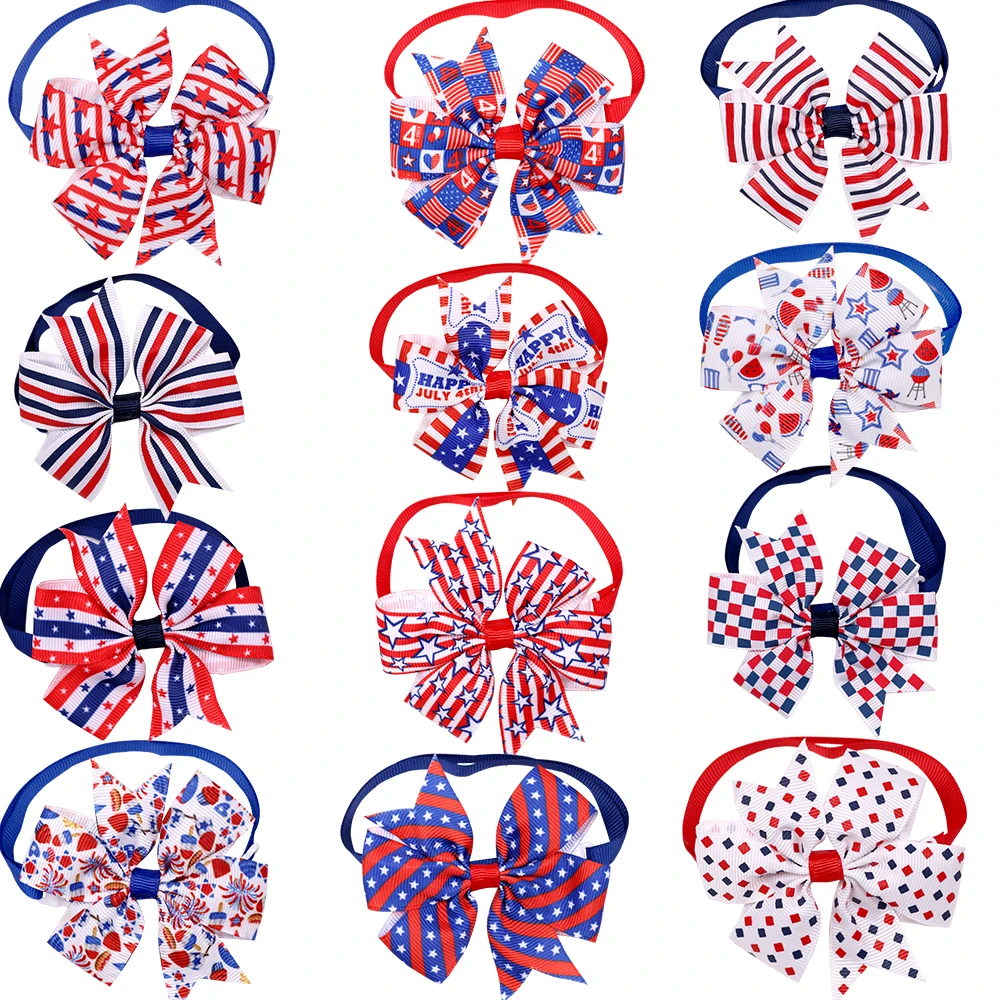 Галстук-бабочка для собак красный белый синий 30 шт. галстук-бабочка ошейник 4 июля
