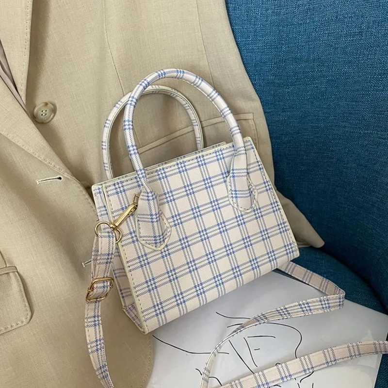 Bolso cruzado peque&ntilde;o a cuadros para mujer, bandolera de piel sint&eacute;tica de Color s&oacute;lido, para verano, 2020-0