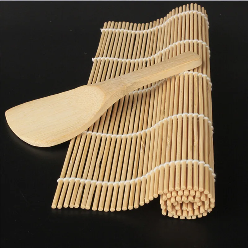 1Set Kitchen Accessories Sushi Tools DIY And A Rice Paddle Cooking Rolling Roller Bamboo Material Mat Maker | Дом и сад