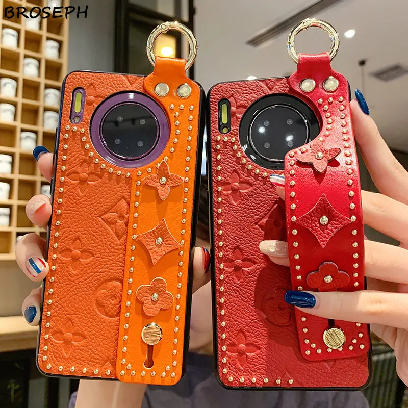 Кожаный чехол для телефона Huawei P20 P30 P40 Pro роскошный с ремешком Mate 20 30 20pro 30pro 20X Nova5