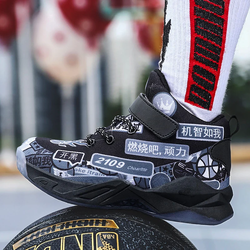 Детская обувь кроссовки для мальчиков Баскетбольная спортивные ботинки большие