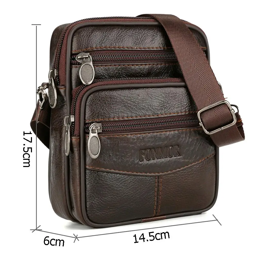 

Mens Leather Small Solid Color Shoulder Waist Bags Satchels Multifunctional Messenger Shoulder Bag Genuine Leather Crossbody Bag