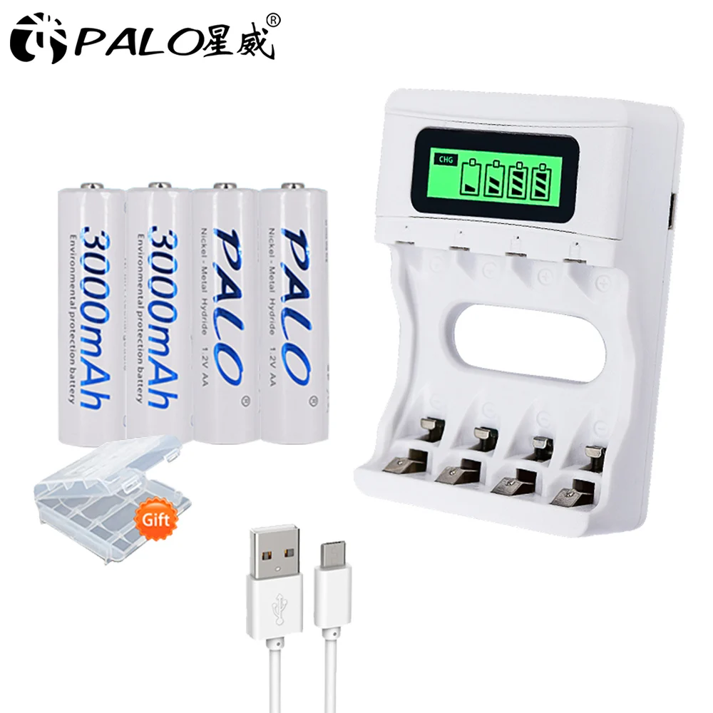 Золотой PALO 6 шт. 3000mAh 1,2 v AA перезаряжаемая батарея 2a rechargeabl для Светодиодный светильник для размещения игрушек батарея для камеры MP3 mp4 микрофон - Цвет: Золотой