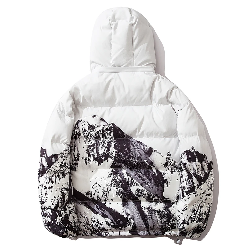 Пуховая куртка-парка с хлопковой подкладкой и принтом уличная одежда в стиле