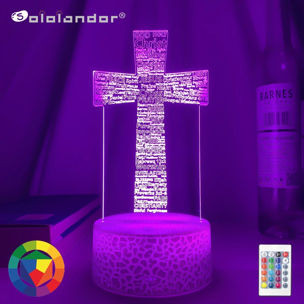 The Holy Bible Psalm Poem Christian Cross Led Night Light for Church Decor Gift for Christians Bedroom Table Lamp Cross Jesus the holy bible king james version