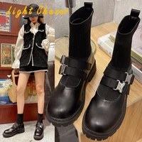autumn boots for women platform chelsea boot spring womens booties fashion female thick bottom stretch sock boots black bootie