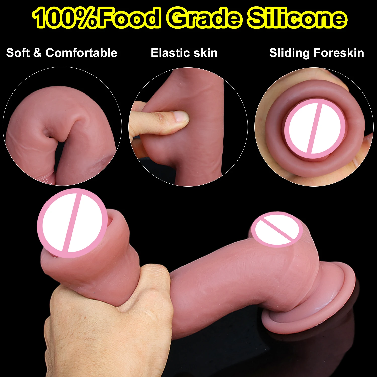 7in Realistic Dildos Sliding Foreskin Females Masturbation Tools Huge Suction Cup Penis Fake Lesbian Adult Sex Toys For Women | Красота и