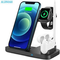4 in 1 wireless charging station dock for apple iwatch se 6 5 4 airpods pro pencil fast charger stand for iphone 12 11 xs xr x 8