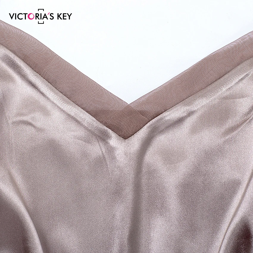 Викторианский ключ коричневый Атласный пижамный комплект для женщин без рукавов