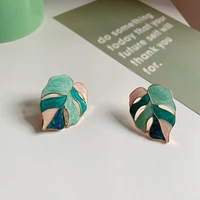 fashion exaggerated leaves dripping oil earrings for women creative plant women green earrings party holiday jewelry gifts